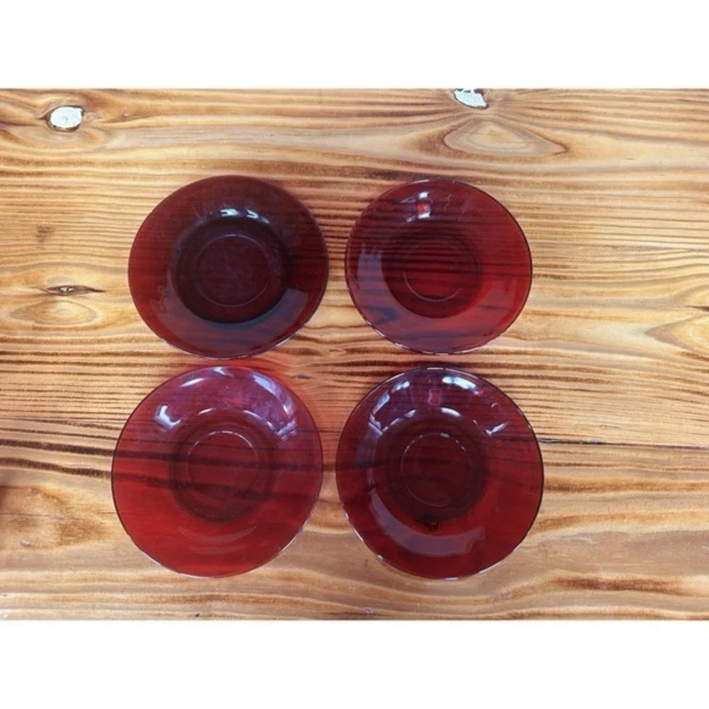 8-PC Vintage Heavy Royal‎ Ruby Red Tea Coffee Cups & Saucer Plates